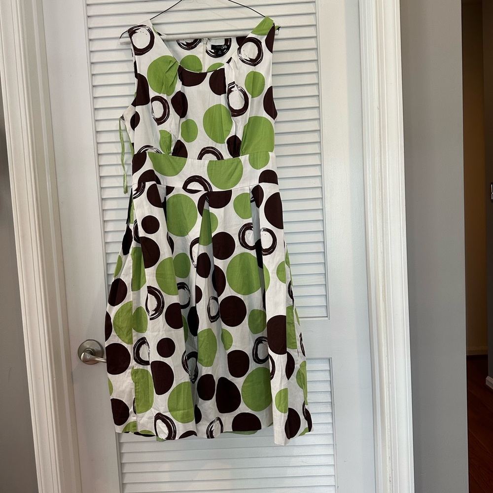 East 5th Green and Brown Polka Dot Dress